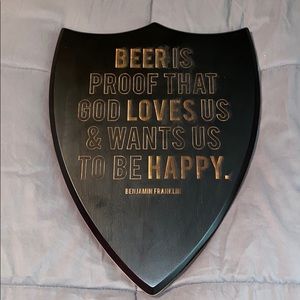 Red Envelope Ben Franklin Beer Quote Wood Plaque